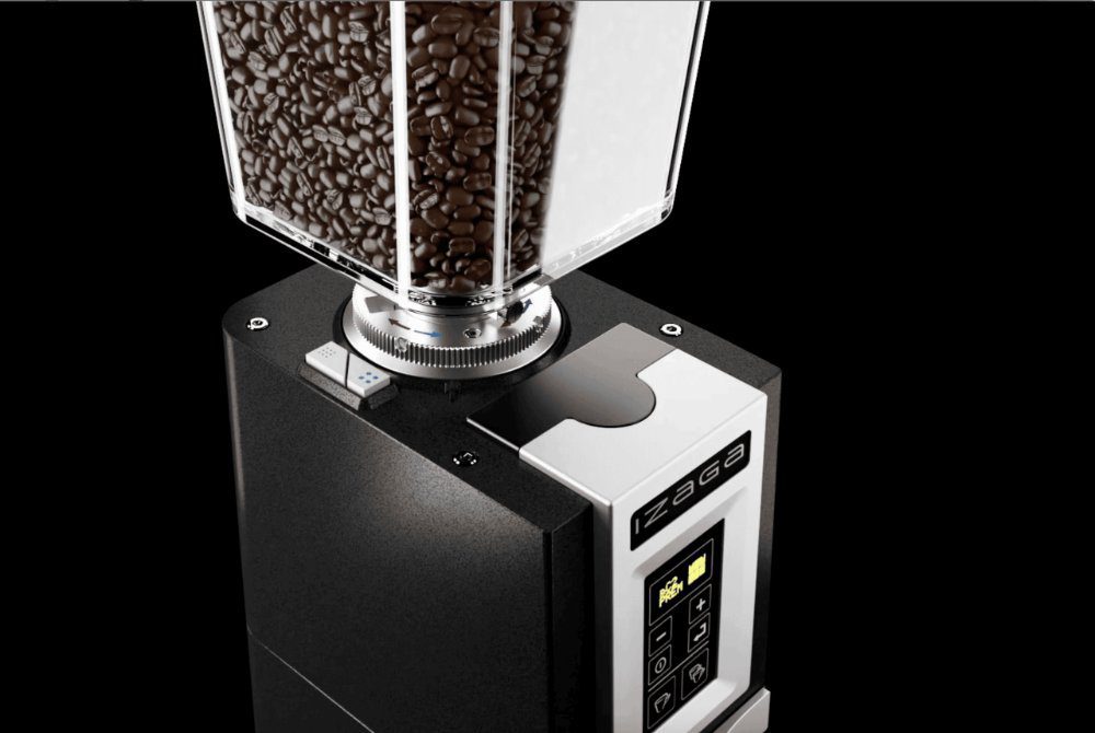 Markibar Izaga grinder, front angle with bean hopper